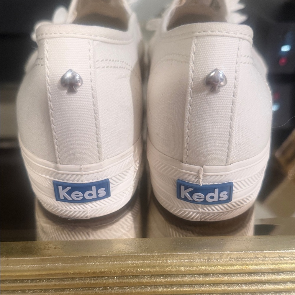 Keds White Floral Embellished Loafers - Picture 2 of 4